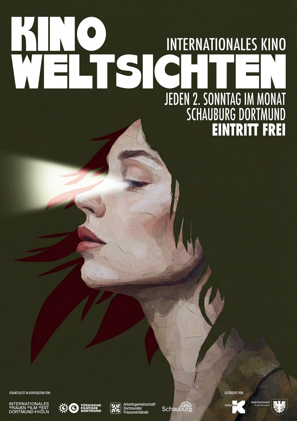 Plakat der Filmreihe Kino Weltsichten – jeden 2. Sonntag im Monat in der Schauburg Dortmund